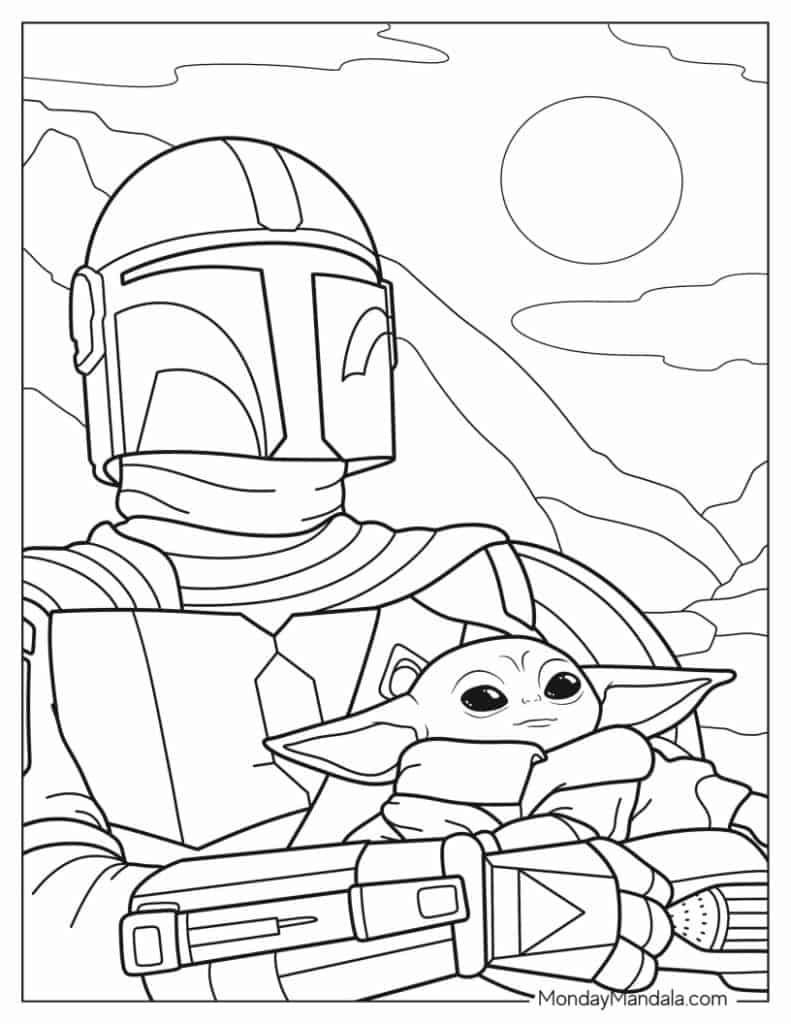 Baby yoda coloring pages free pdf printables