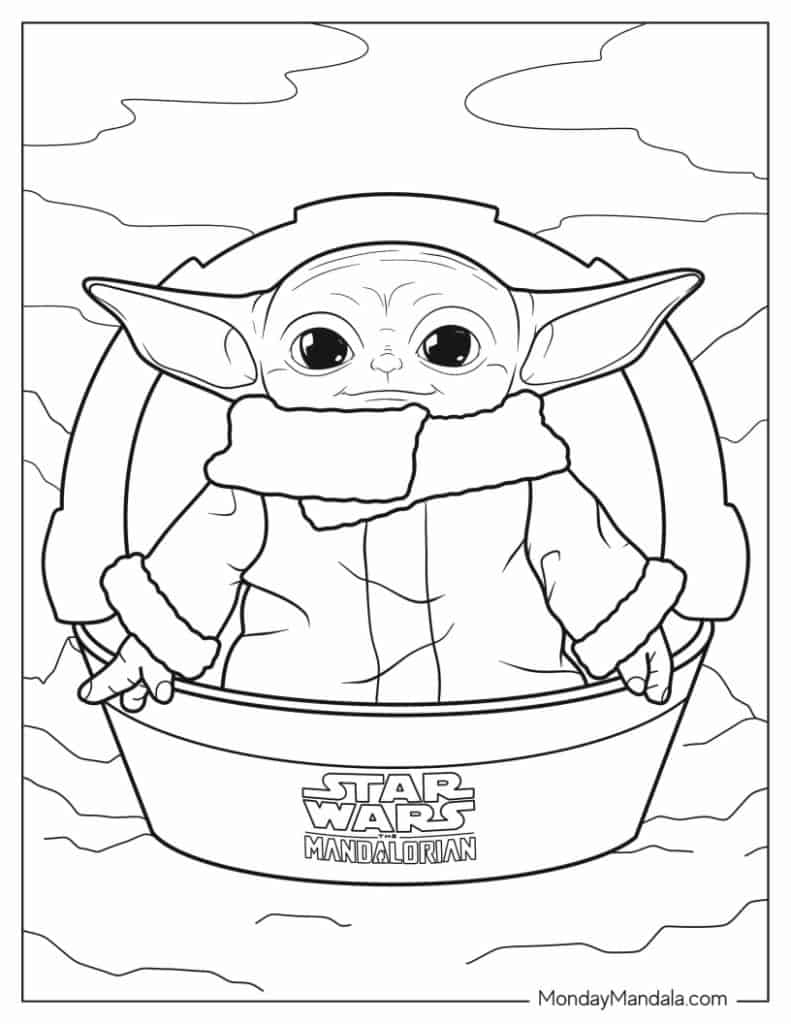 Baby yoda coloring pages free pdf printables