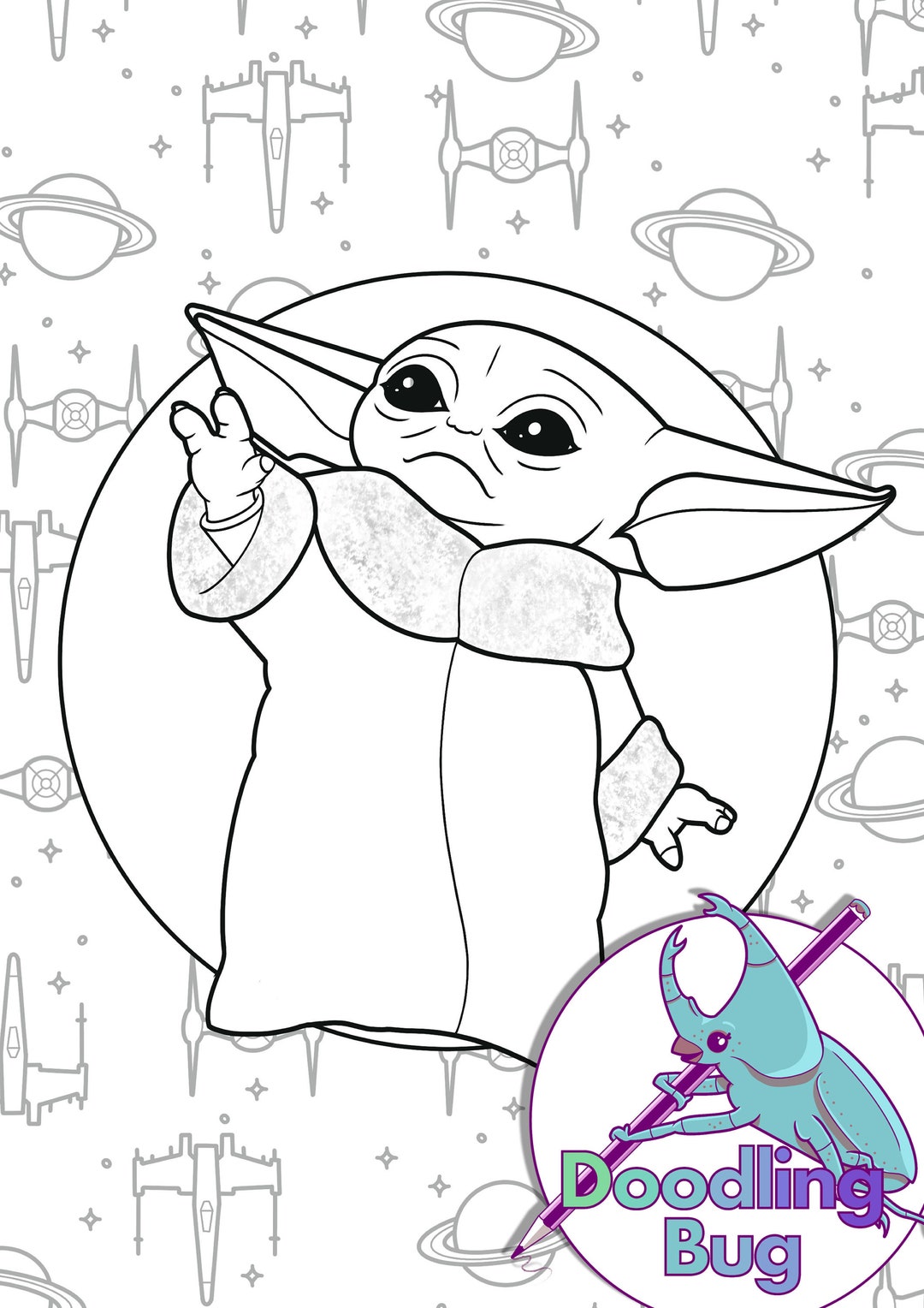 Baby yoda the child colouring page