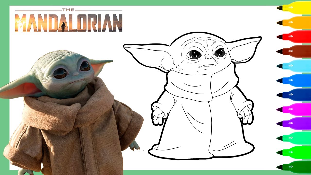 Coloring baby yoda mandalorian coloring pages