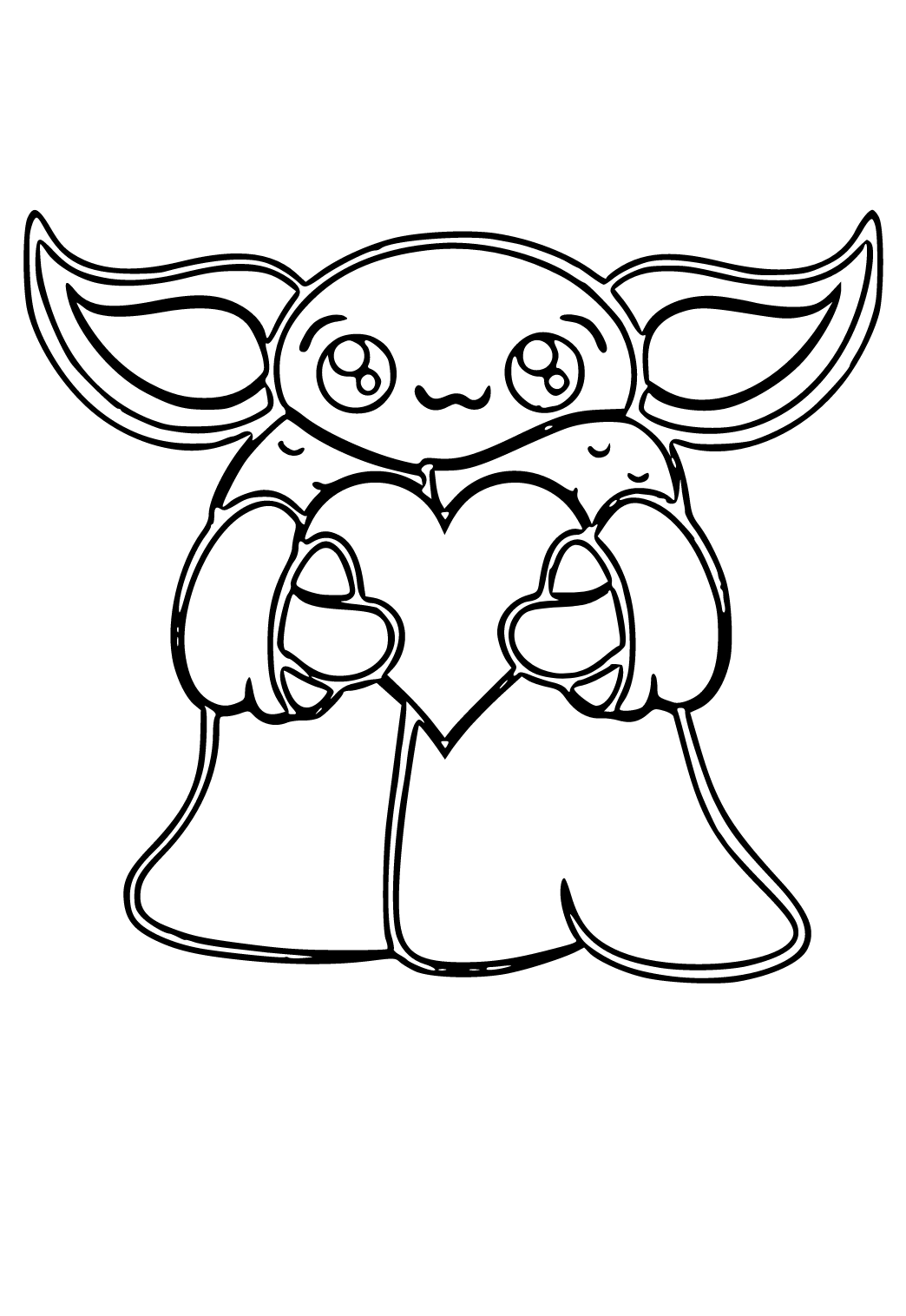 Free printable baby yoda heart coloring page for adults and kids