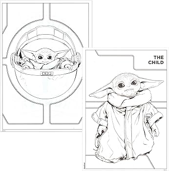 Star war mandalorian baby yoda coloring activty book set