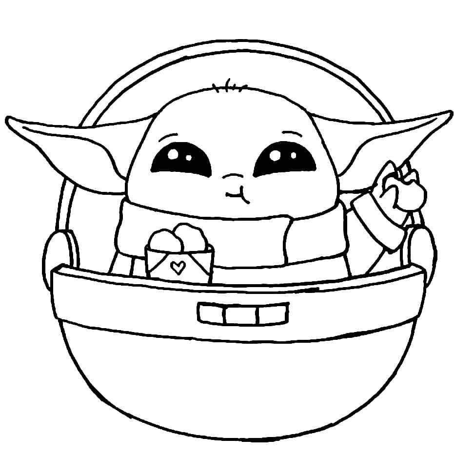 Adorable baby yoda loring pages