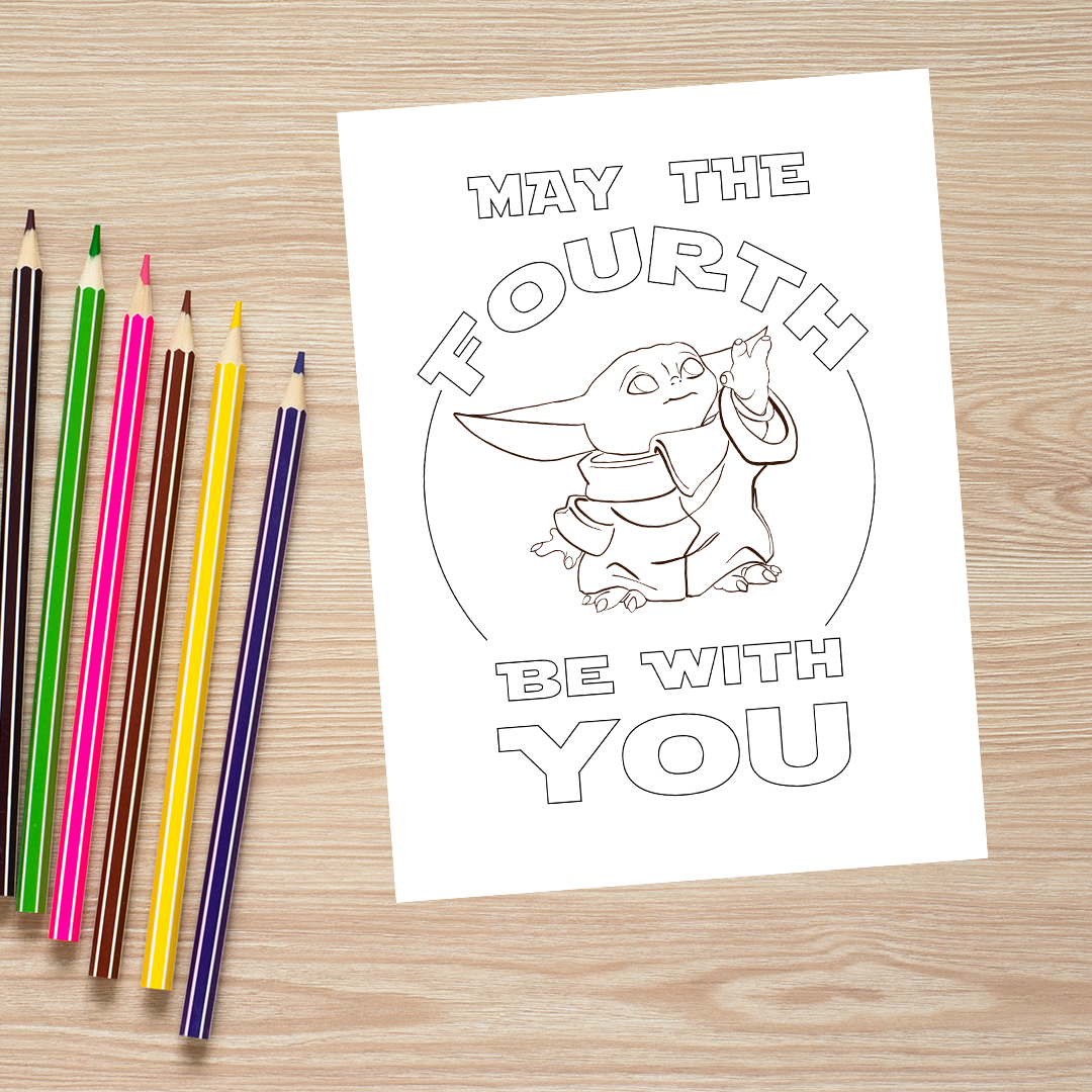 Baby yoda may the fourth coloring page printable