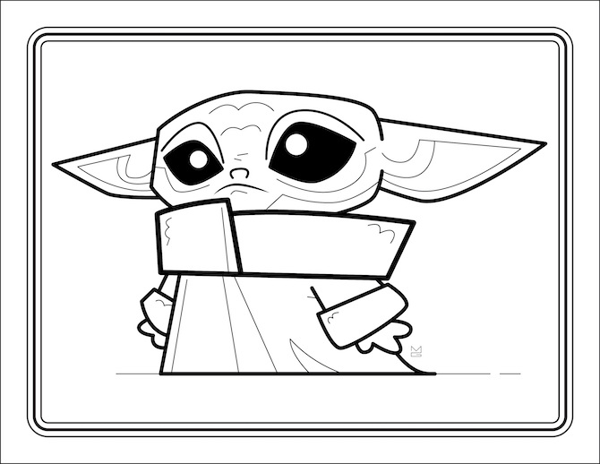 Vulture baby yoda coloring book