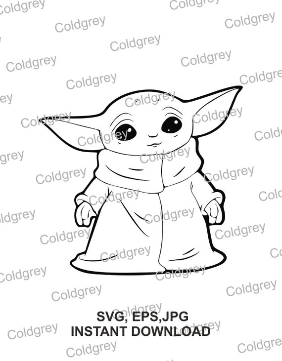 Buy baby yoda outline svg eps jpg instant download for cricut design space vector files on t