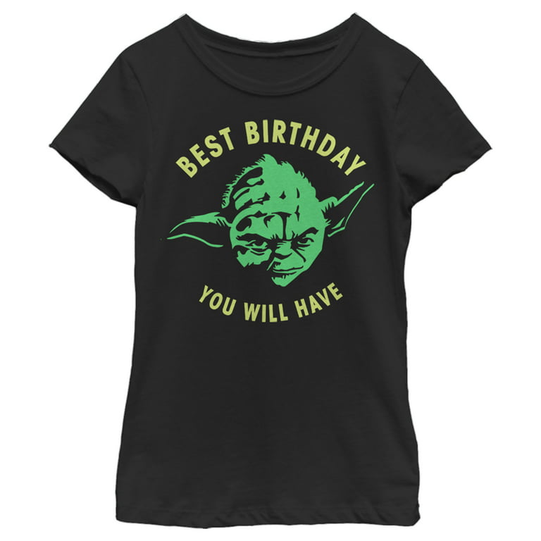 Girls star wars yoda best birthday you will have stencil graphic tee black x small