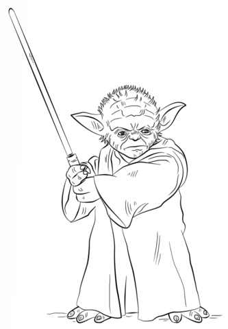 Yoda with lightsaber coloring page free printable coloring pages star wars coloring book yoda drawing star coloring pages