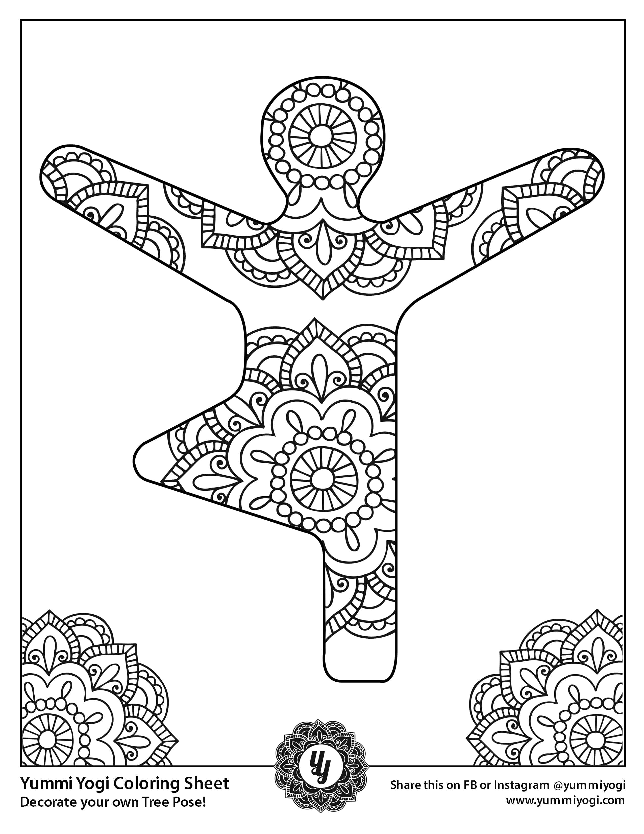 Coloring Book Page Mandala Yoga Pose Asanas Yoga School