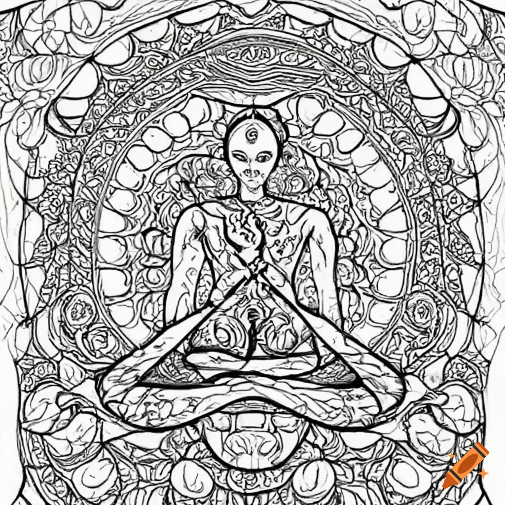 Yoga art coloring page on