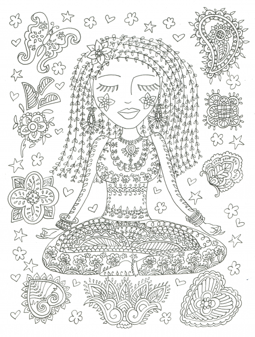 Yoga girl coloring page