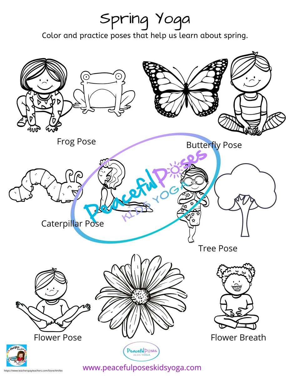 Spring yoga coloring page