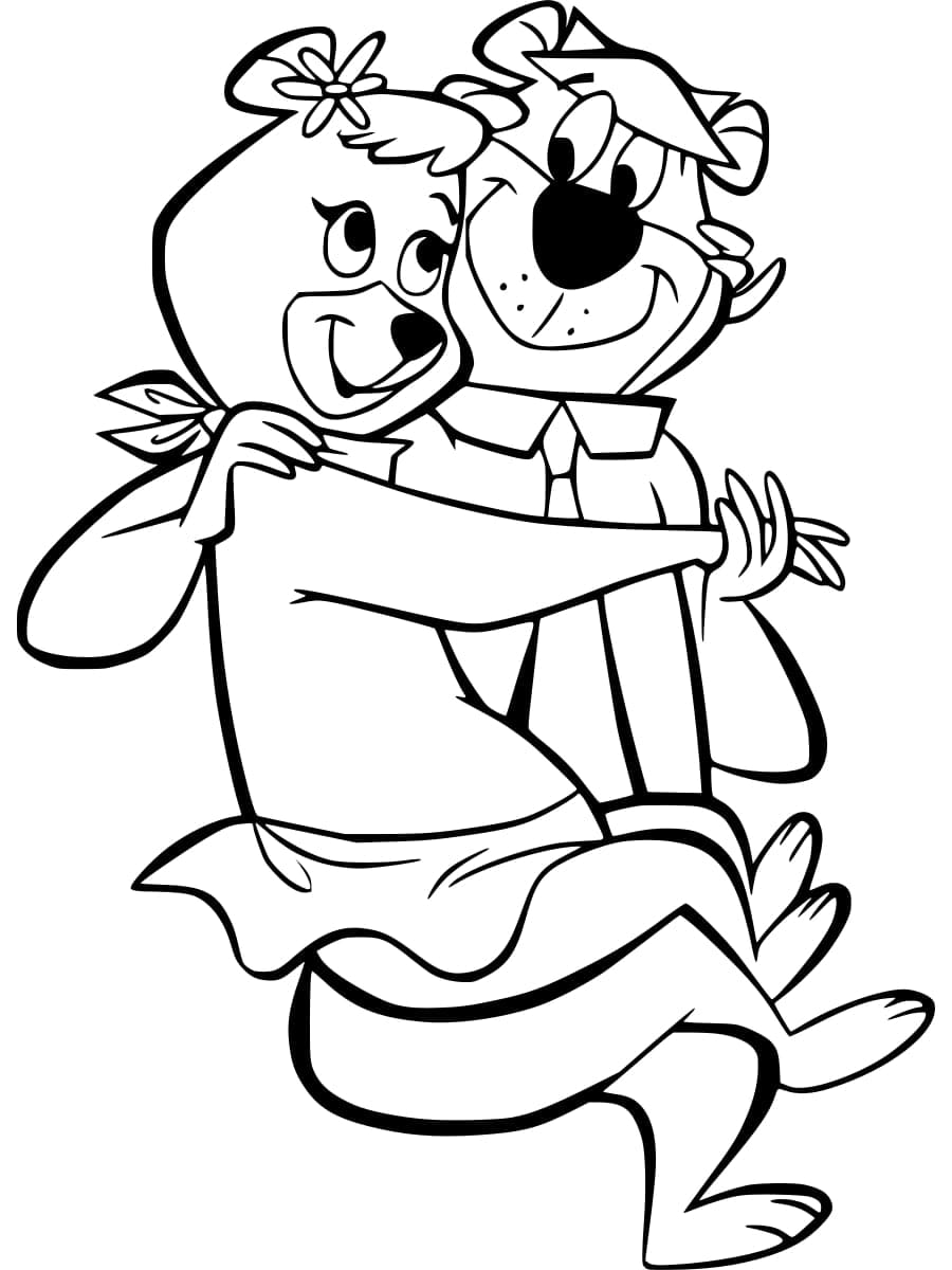 Yogi bear and cindy bear coloring page