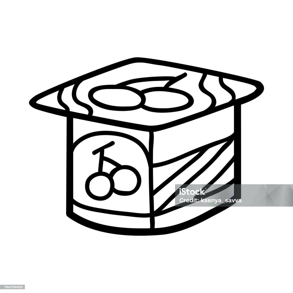 Coloring book yogurt cup stock illustration