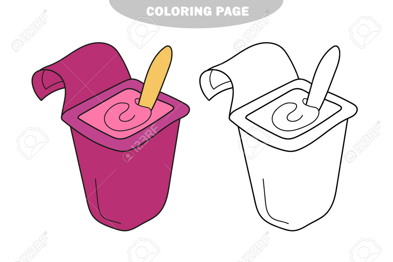 Simple coloring page funny yogurt to be colored the coloring book for preschool kids with easy gaming level color and black and white version royalty free svg cliparts vectors and stock illustration