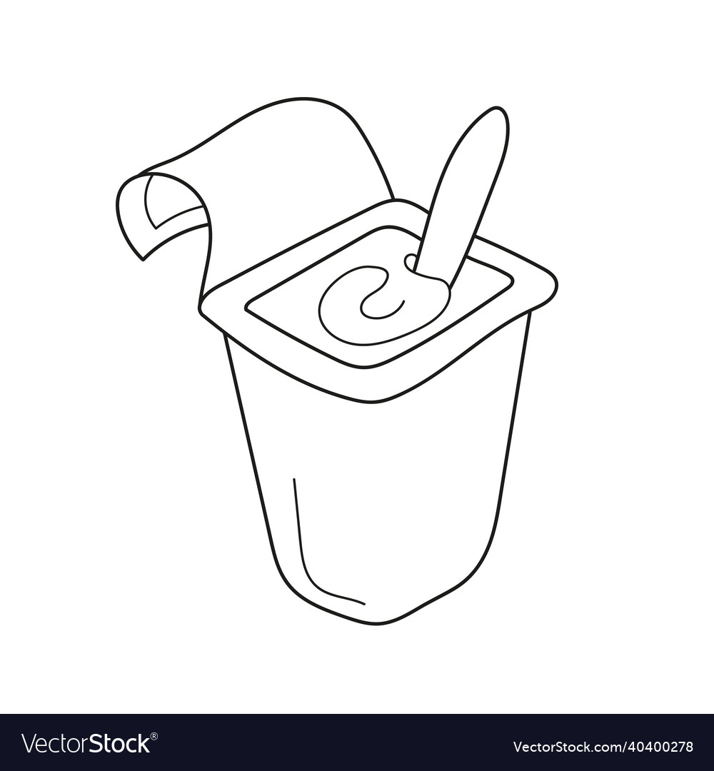Simple coloring page funny yogurt to be colored vector image
