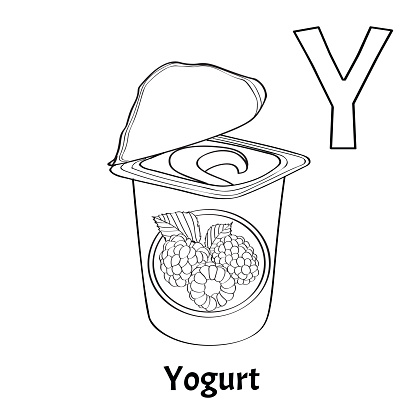 Vector alphabet letter y coloring page yogurt stock illustration