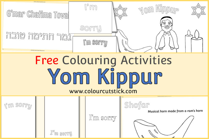 Free yom kippur colouringcoloring pages and greetings cards â colour cut stick