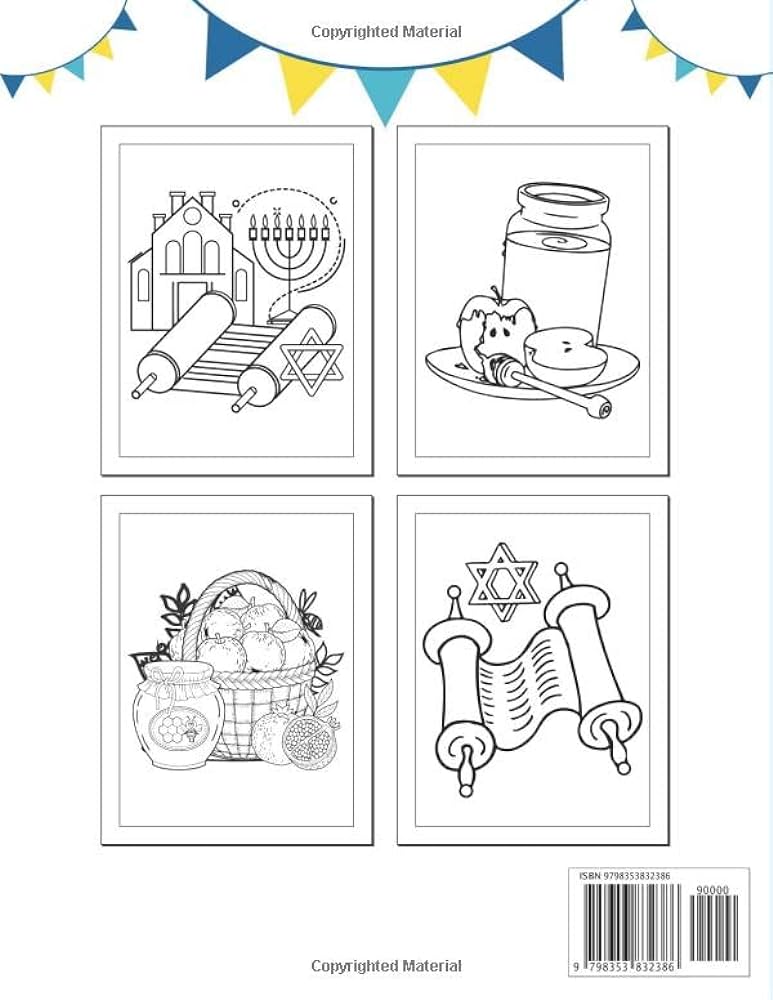 Yom kippur coloring and activity book for kids celebrating creation of the world with great tishrei jewish holiday with torah shofar honey and and toddlers jewish new year festival gifts