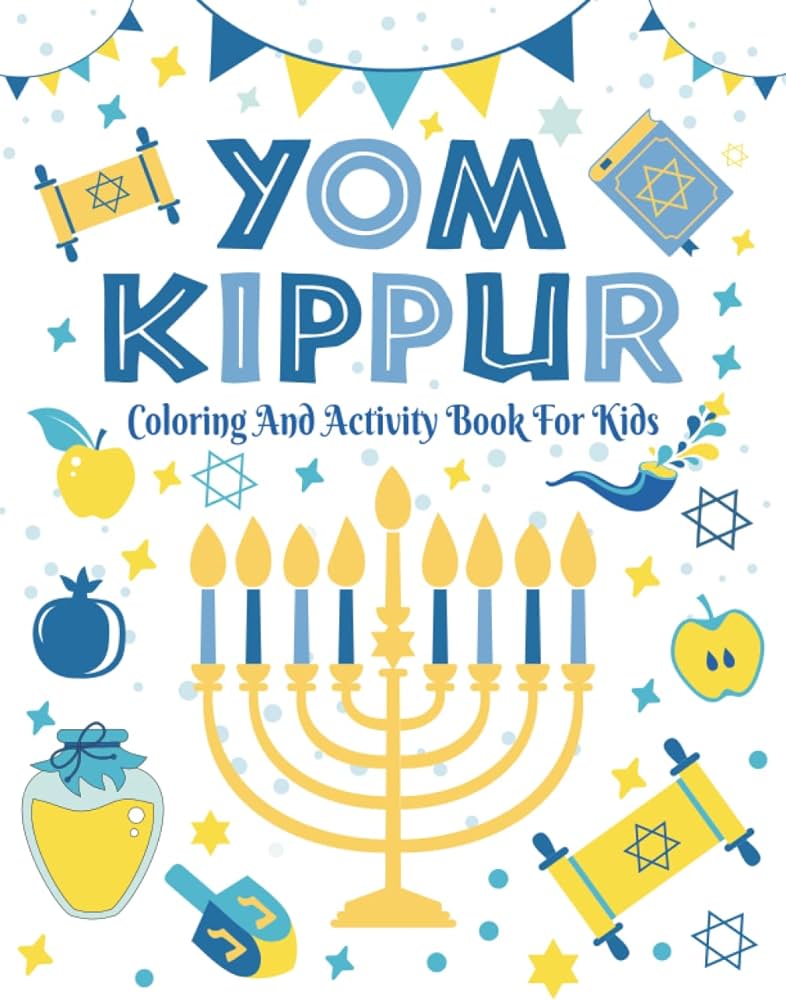 Yom kippur coloring and activity book for kids celebrating creation of the world with great tishrei jewish holiday with torah shofar honey and and toddlers jewish new year festival gifts