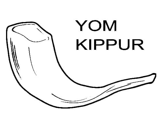 Yom kippur shofar coloring page