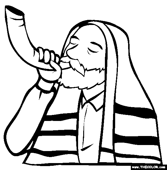 Shofar coloring page rosh hashannah and yo kippur