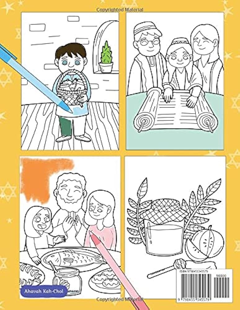 Rosh hashanah and yom kippur coloring book for kids ages