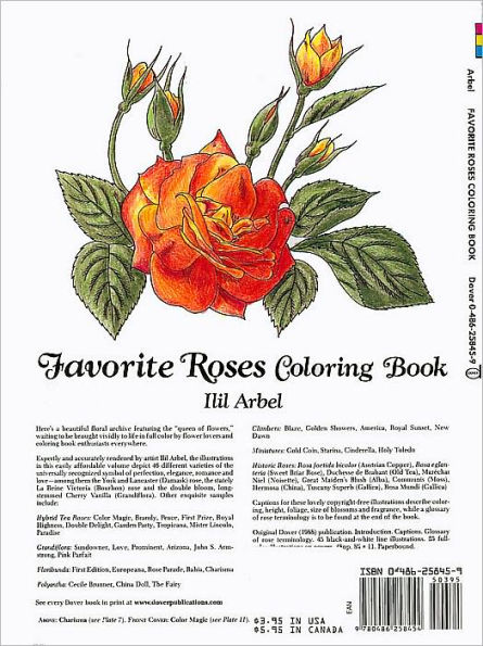 Favorite roses coloring book by ilil arbel paperback barnes noble