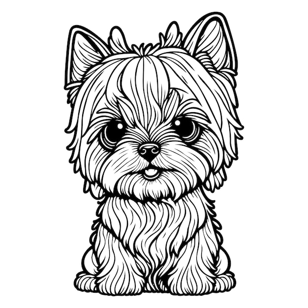 Premium vector a yorkshire terrier dog with a black and white pattern