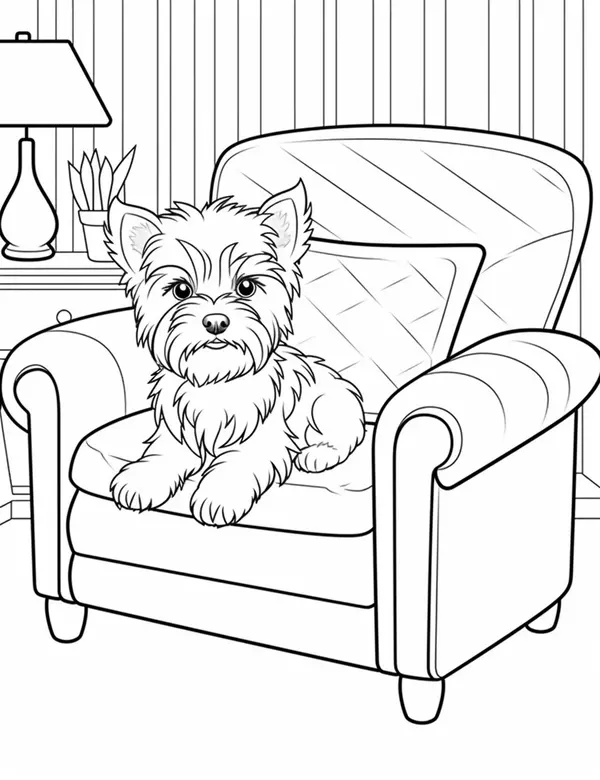 Ðï yorkshire terrier sitting on sofa