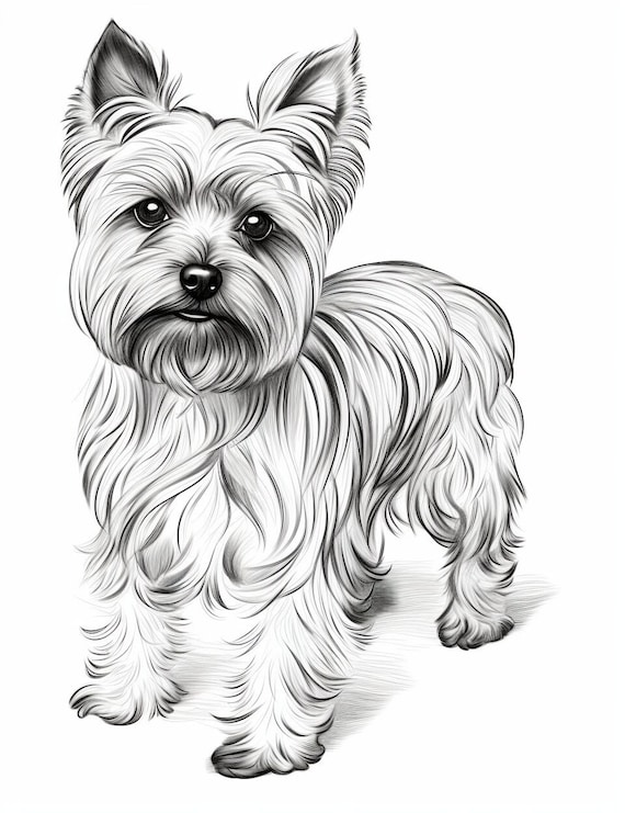 Yorkshire terrier yorkie coloring pages pet portrait printable coloring pages instant download mercial use