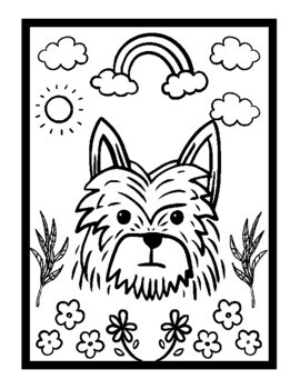 Adorable yorkies colouring pages for kids yorkie printable coloring sheets pdf