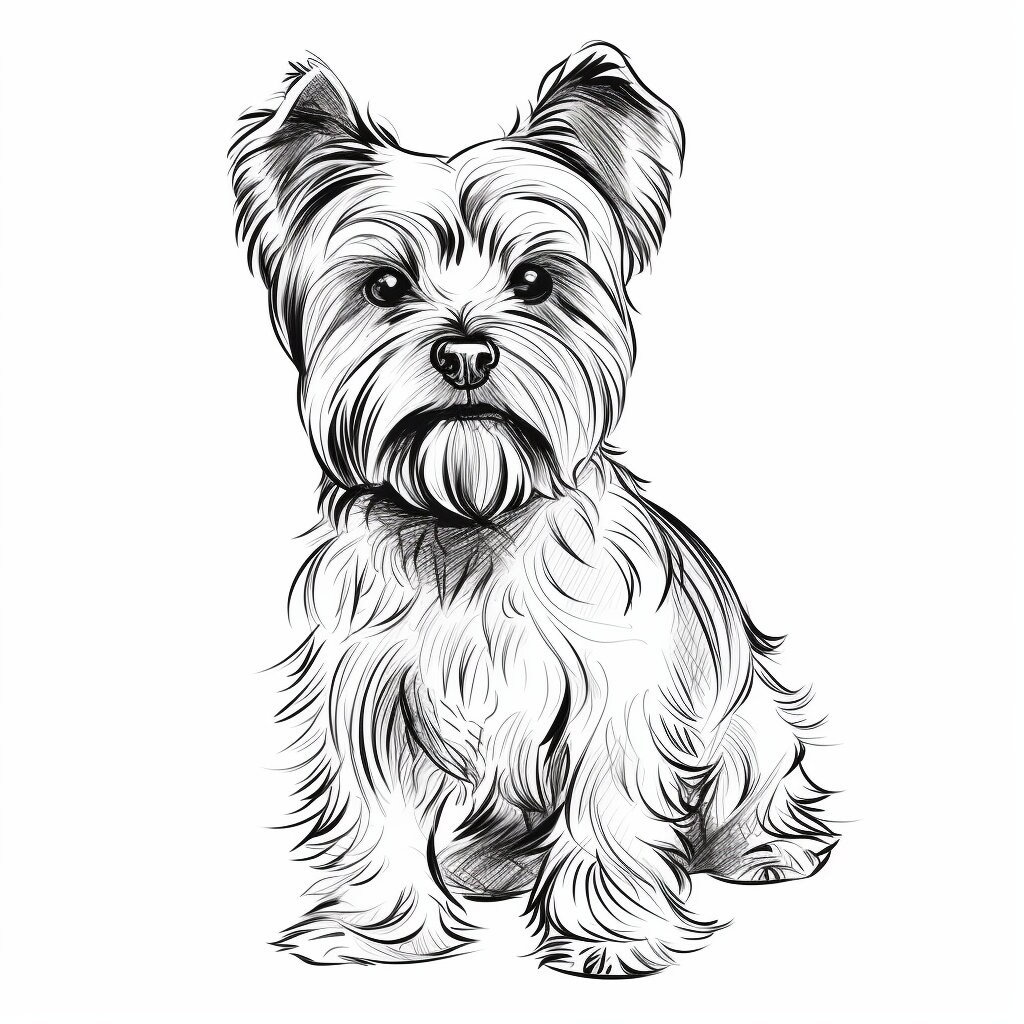 Yorkshire terrier coloring page dog portrait printable coloring page coloring for adults and kids png instant download mercial use