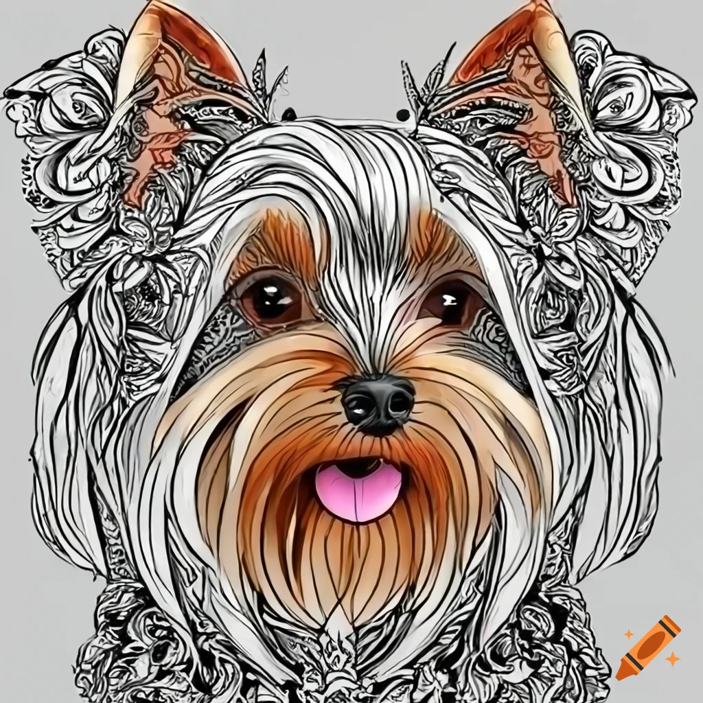 Colouring pages mandala dog image yorkshire terrier white background on