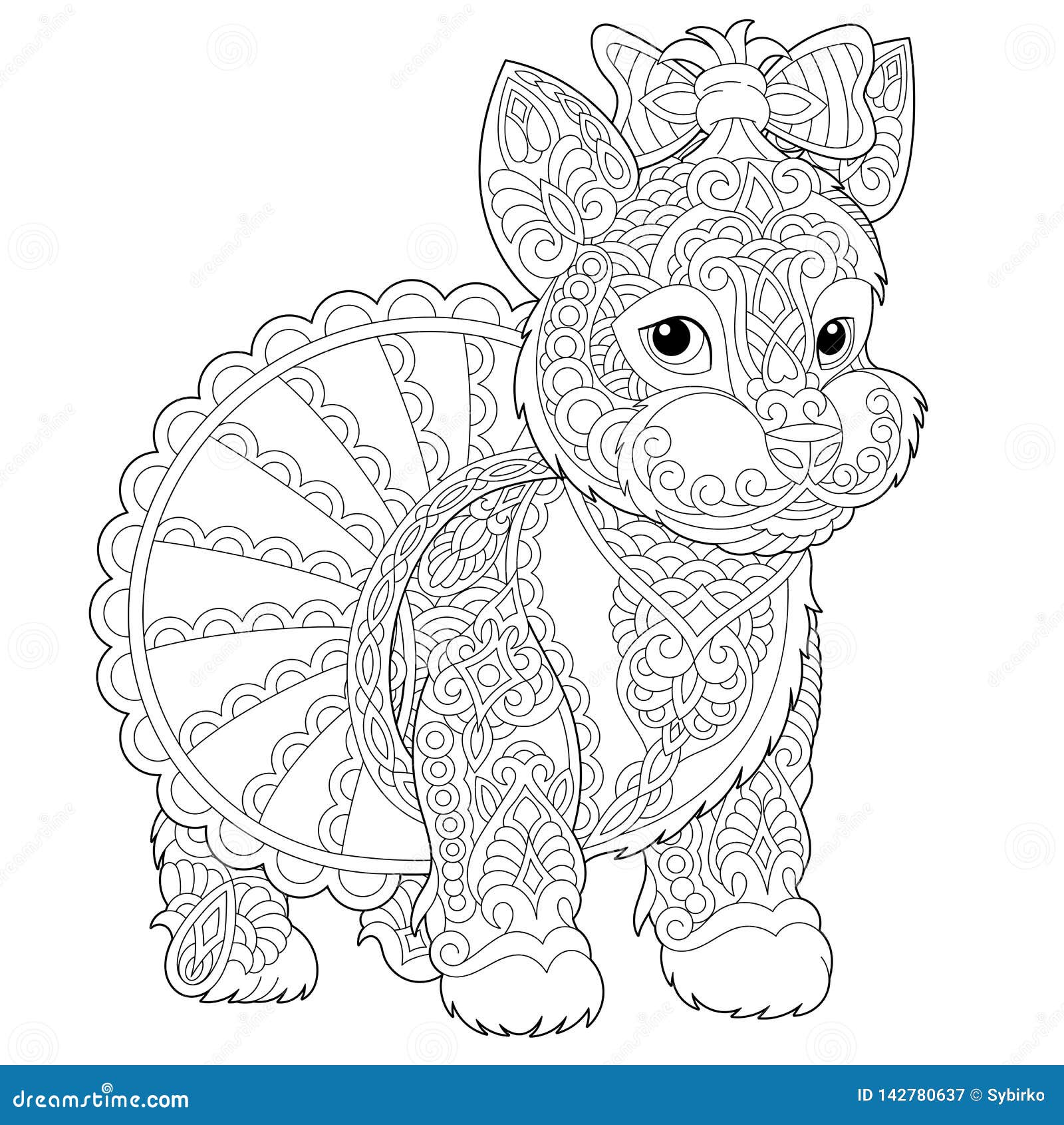 Zentangle yorkshire terrier dog coloring page stock vector