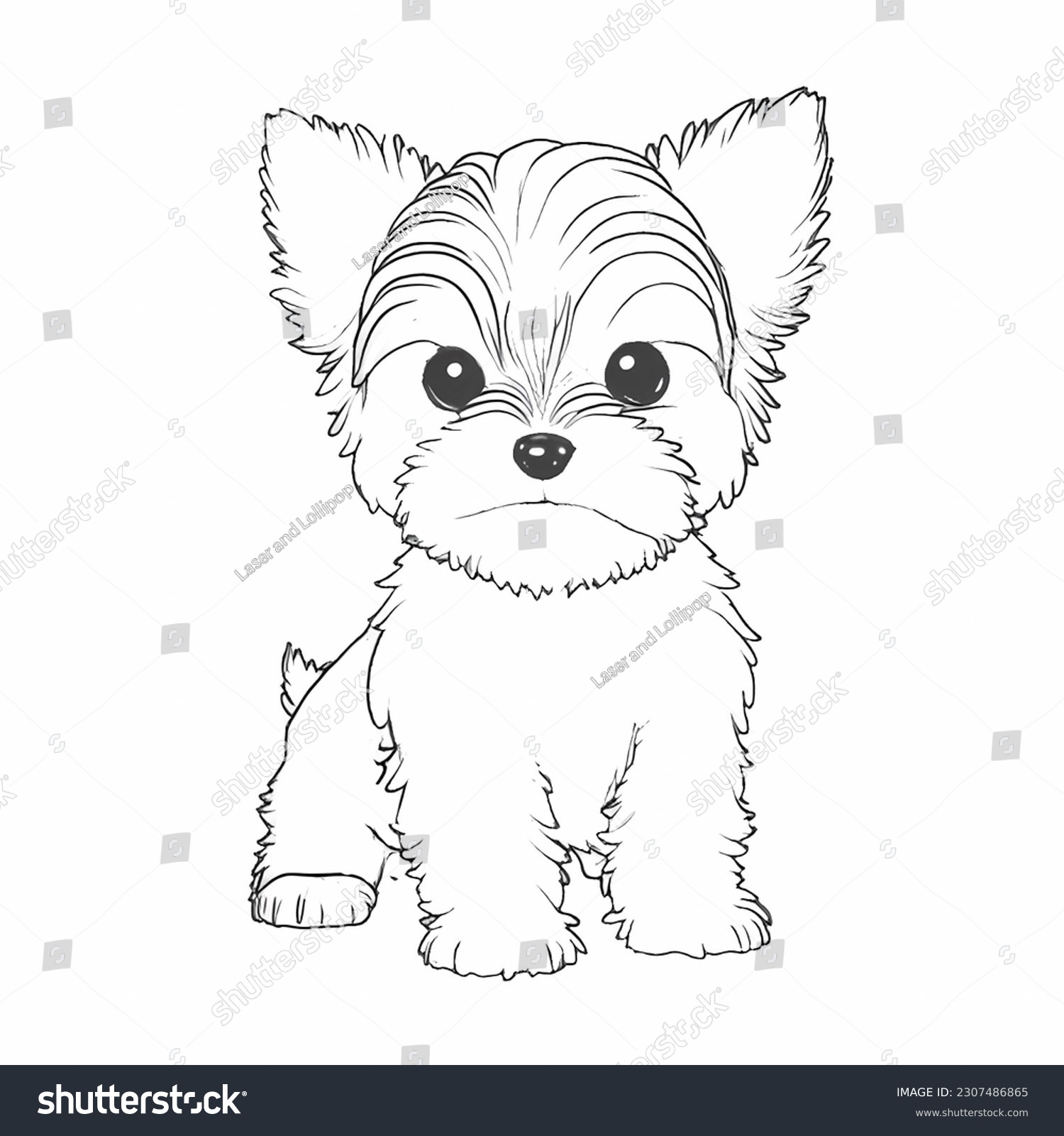 Cute dog coloring pages kids stock illustration
