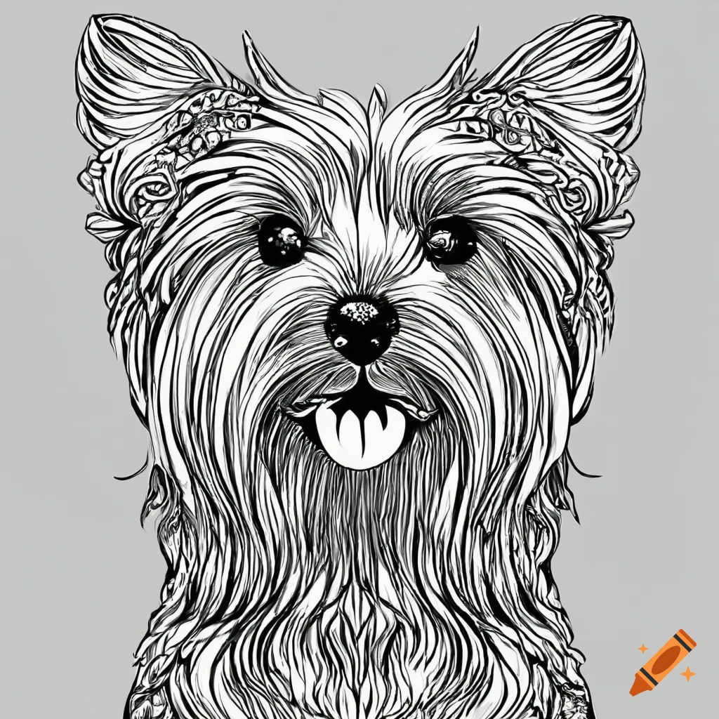 Coloring pages for adult mandala dog image yorkshire terrier white background black and white on