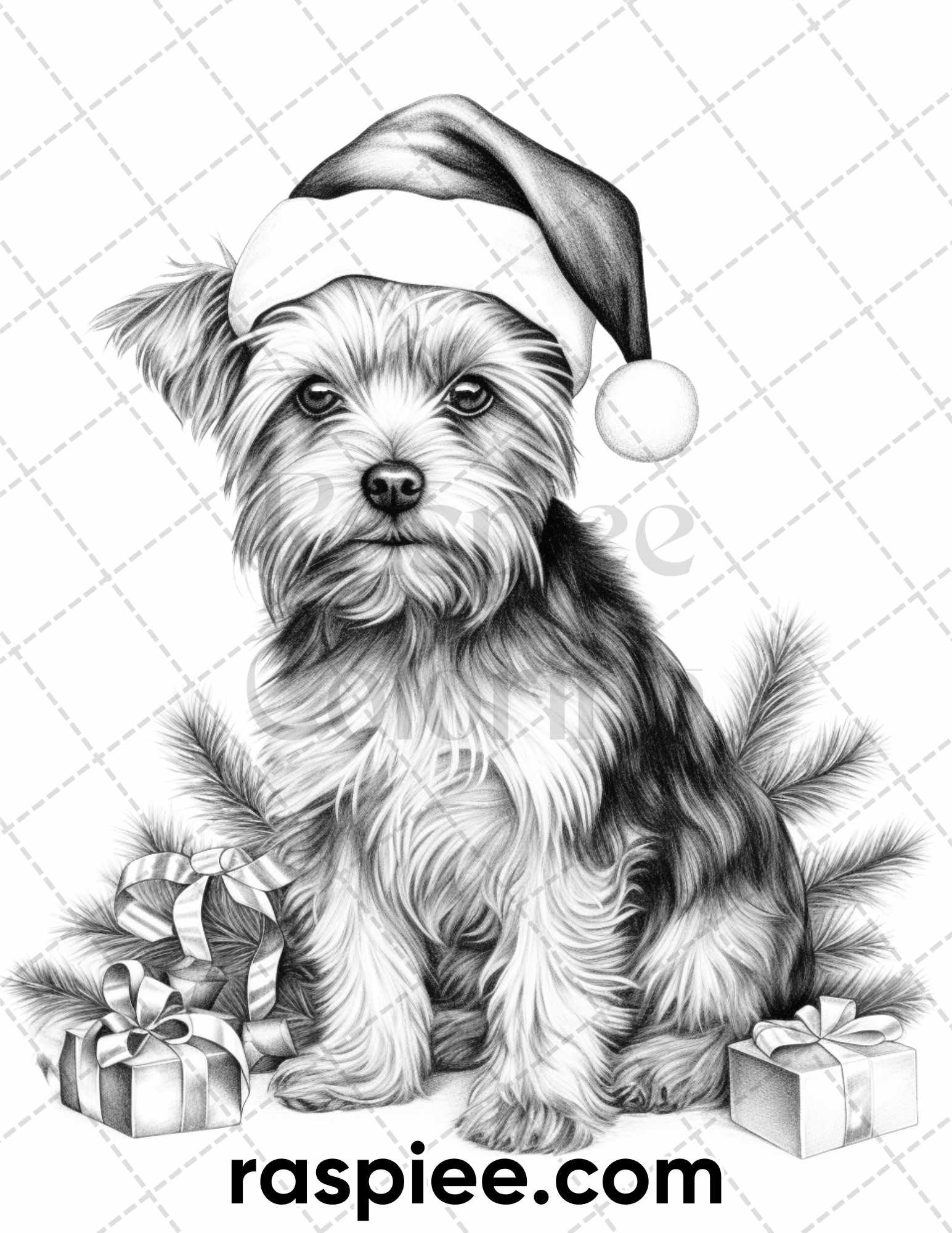 Christmas dogs grayscale coloring pages for adults printable pdf i â coloring