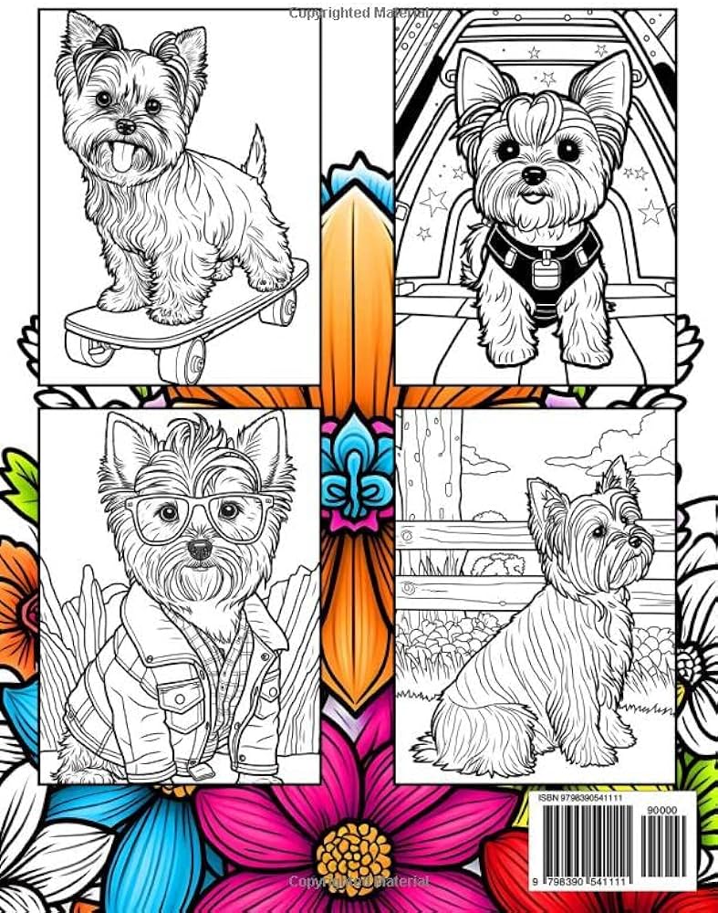 Yorkshire terrier coloring book fun and easy dogs coloring pages in cute style with yorkshire terrier for kids adults sommer alura books