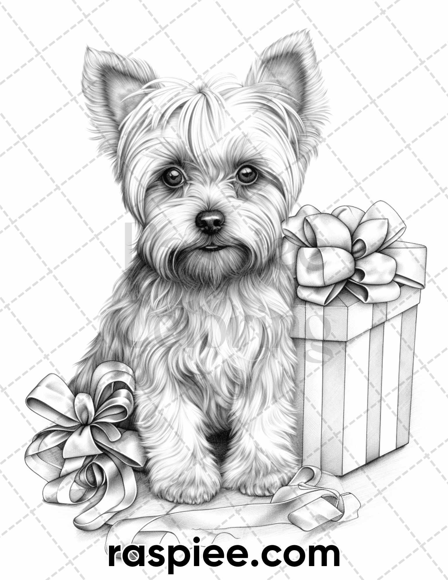 Christmas dogs grayscale coloring pages for adults printable pdf i â coloring