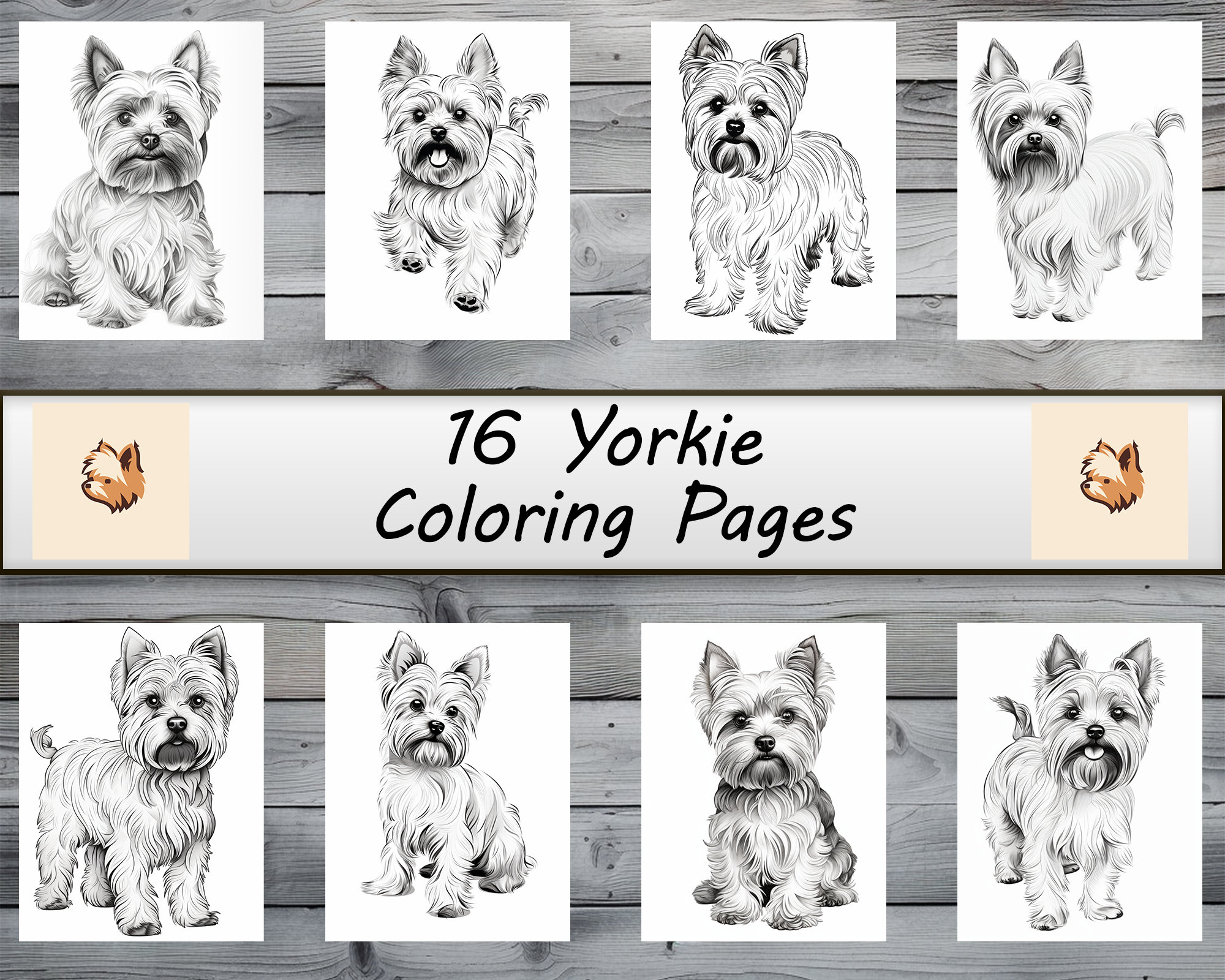 Yorkie dogs dog coloring coloring pages pet portrait printable coloring page coloring for adults instant download mercial use