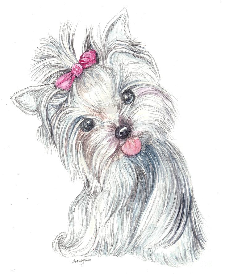 Yorkie puppy painting by morgan fitzsimons