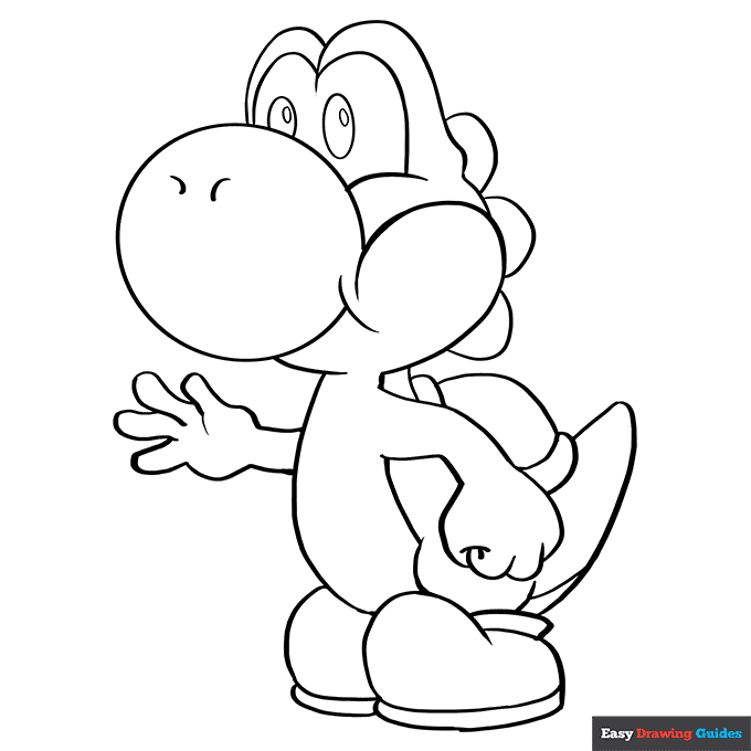 Yoshi coloring page easy drawing guides