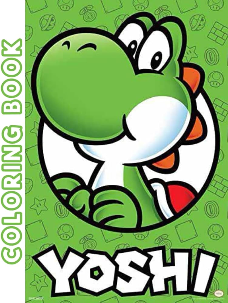 Yoshi coloring book many one sided drawing jumbo pages of characters and iconic scenes for children kids girls boys ages