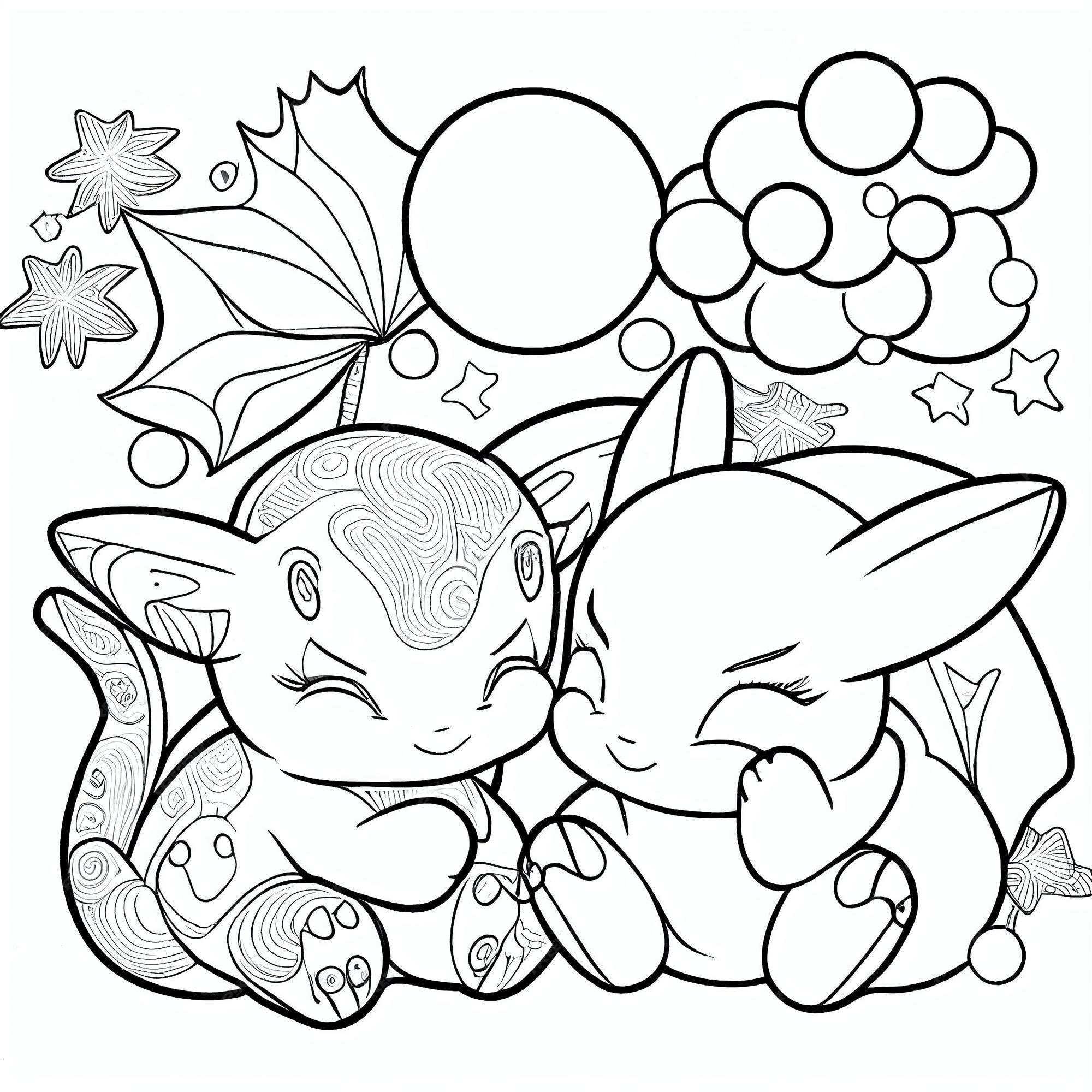 Premium photo a black and white drawing of two cats with the words yoshi and the moon on the front