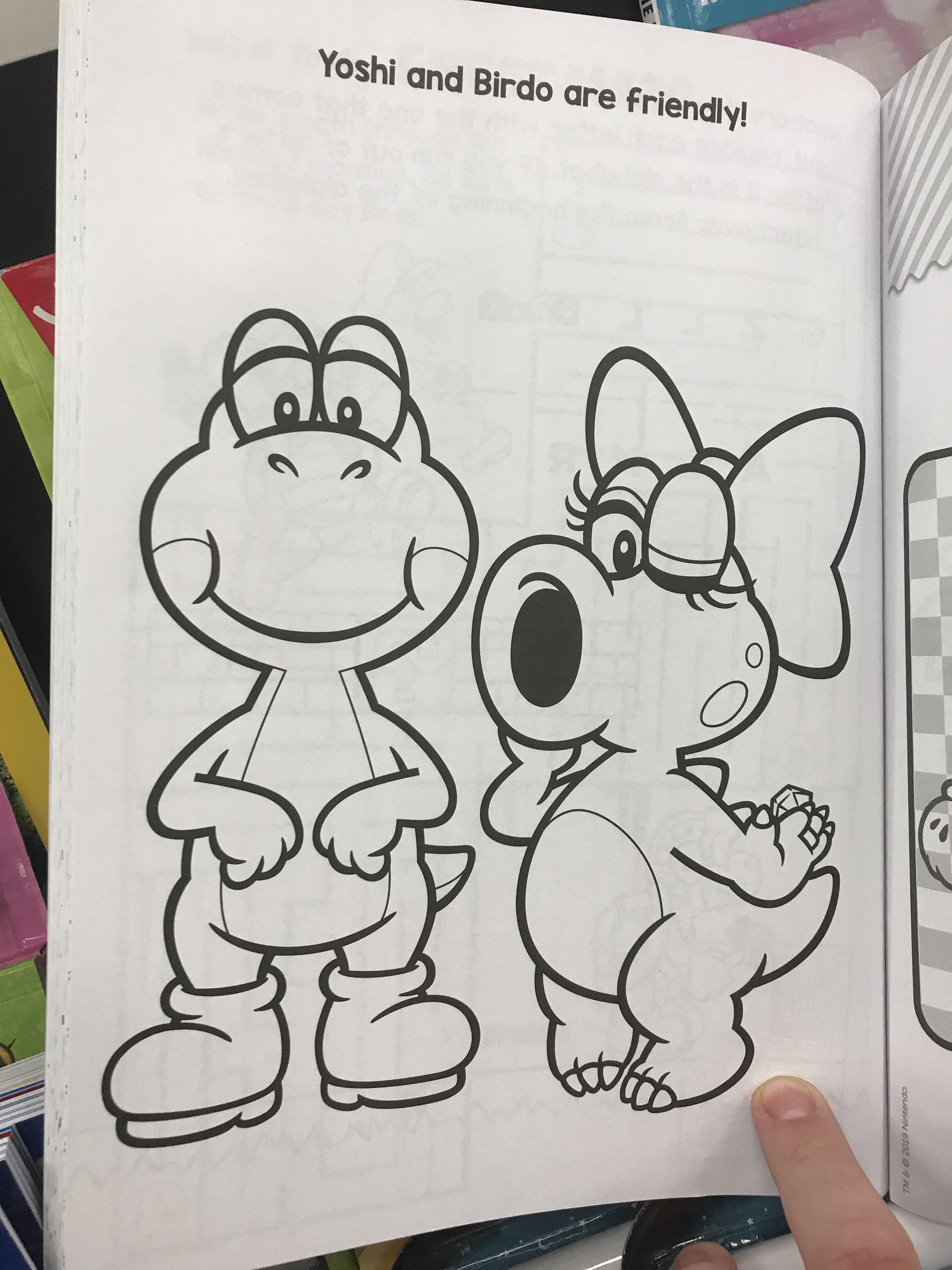 This possible acknowledgment might make a lot of yoshi x birdo shippers happy a page from the super mario here we go coloring book rmario