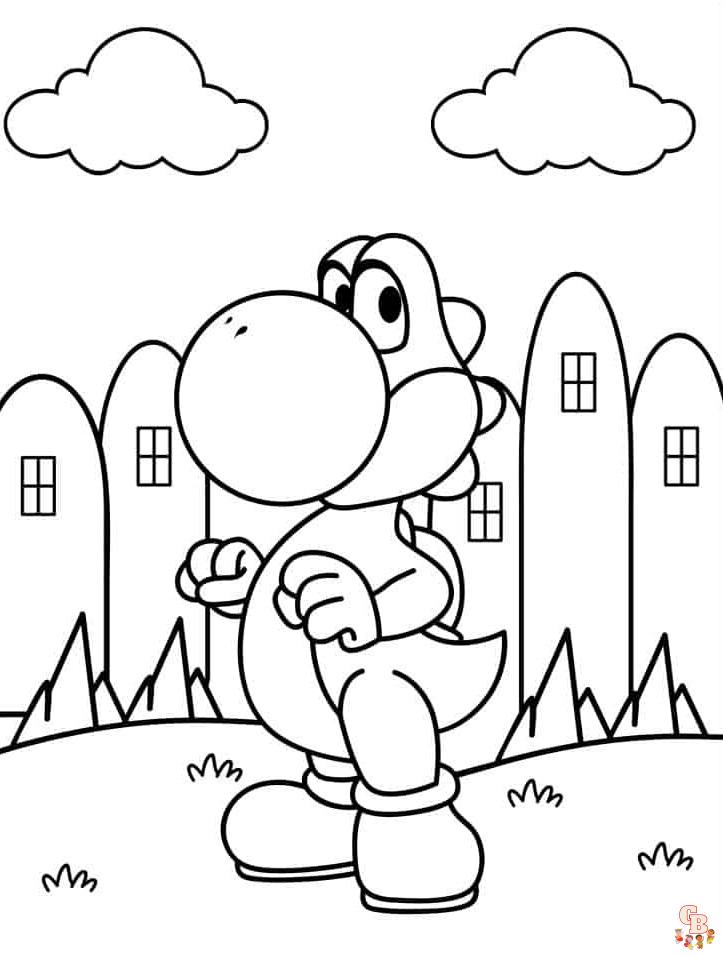 Cute yoshi coloring pages free printable sheets for kids