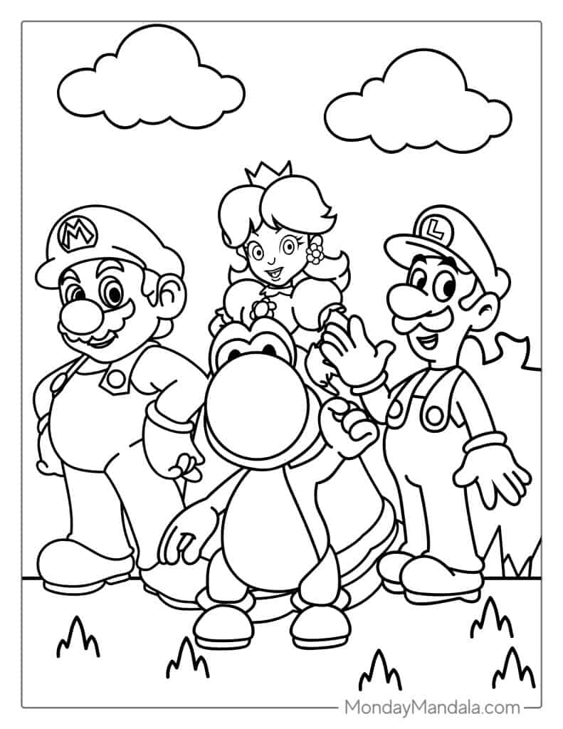 Yoshi coloring pages free pdf printables