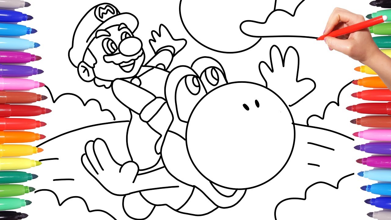 Ario and yoshi friends forever super ario coloring pages for kids kids coloring pages