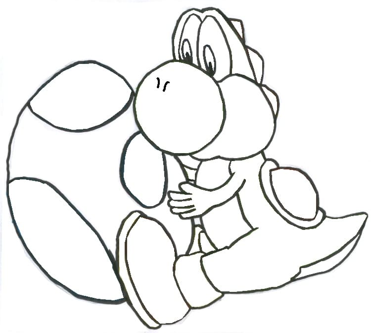 Yoshi with egg coloring page